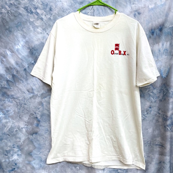 VTG 2010 I Survived Hurricane Earl Mens Tee Size L White OBX - Picture 1 of 7